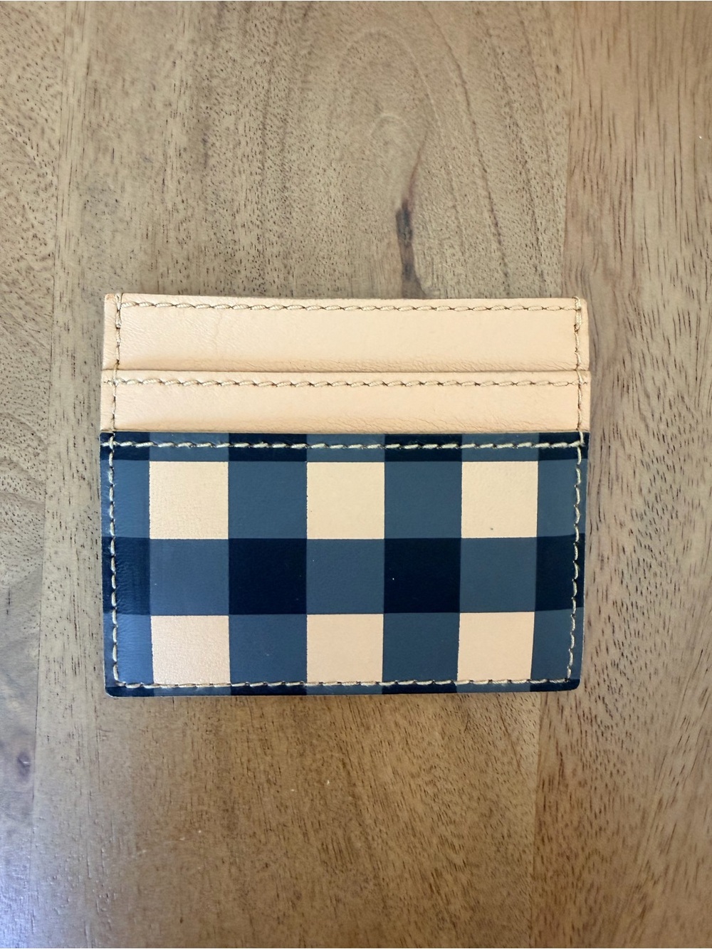 Madewell Leather Card Case in Gingham